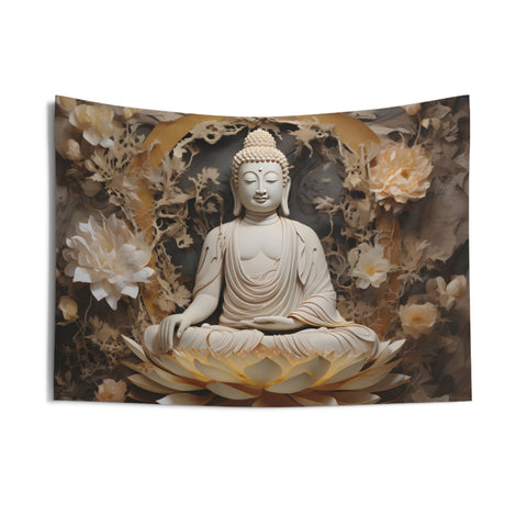Peaceful Paper Buddha Blossoms Tapestry