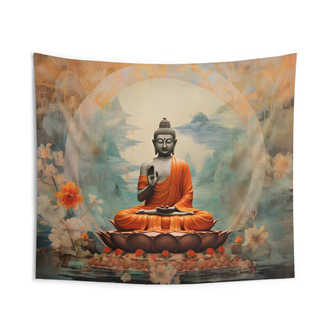 Tranquil Wisdom Collage Tapestry