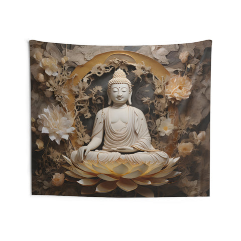 Peaceful Paper Buddha Blossoms Tapestry