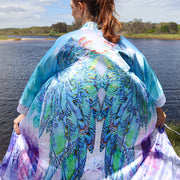 Fluorite Angel Kimono - Long sleeve - Ankle Length - One Size fits most - Silky smooth satin