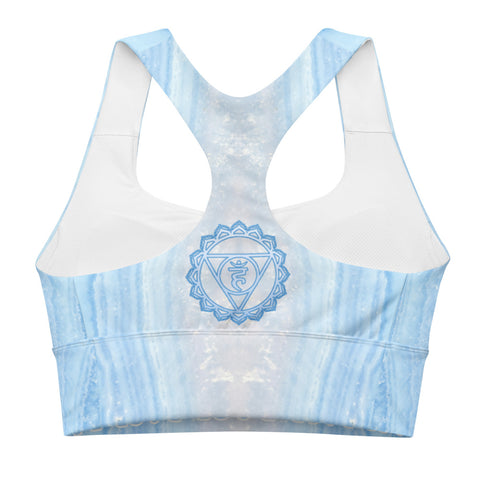 Blue lace agate Vishuddha chakra - Longline sports bra - By Jester Featherman