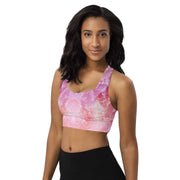 Rose Quartz heart chakra - Longline sports bra / Yoga top