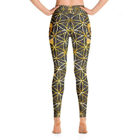 Anhk and  flower of life - Yoga Leggings - By Jester Featherman