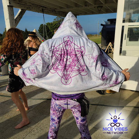 Metatrons amethyst crystalline dream inside and outside printed hoodie - By Jester Featherman