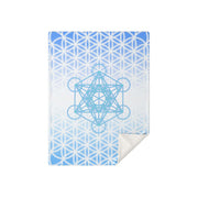 Blue Metatron and Flower of Life  - Premium Throw Blanket - By Jester Featherman