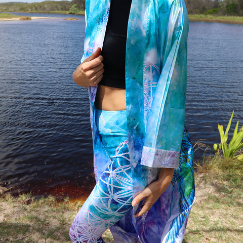 Fluorite Angel Kimono - Long sleeve - Ankle Length - One Size fits most - Silky smooth satin - Spirit Robe