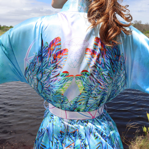 Fluorite Angel Kimono - Long sleeve - Ankle Length - One Size fits most - Silky smooth satin